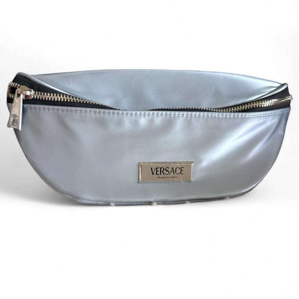 Versace gray shiny belt bag